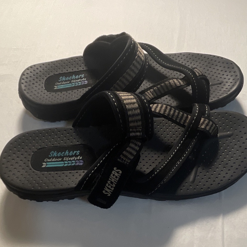 Skechers Outdoor Lifestyle Men's Thong Sandals Black/Gray Size 10 Synthetic